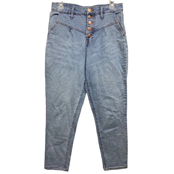 Wild fable Womens cropped high waisted jeans size 8 light wash button - Picture 1 of 5